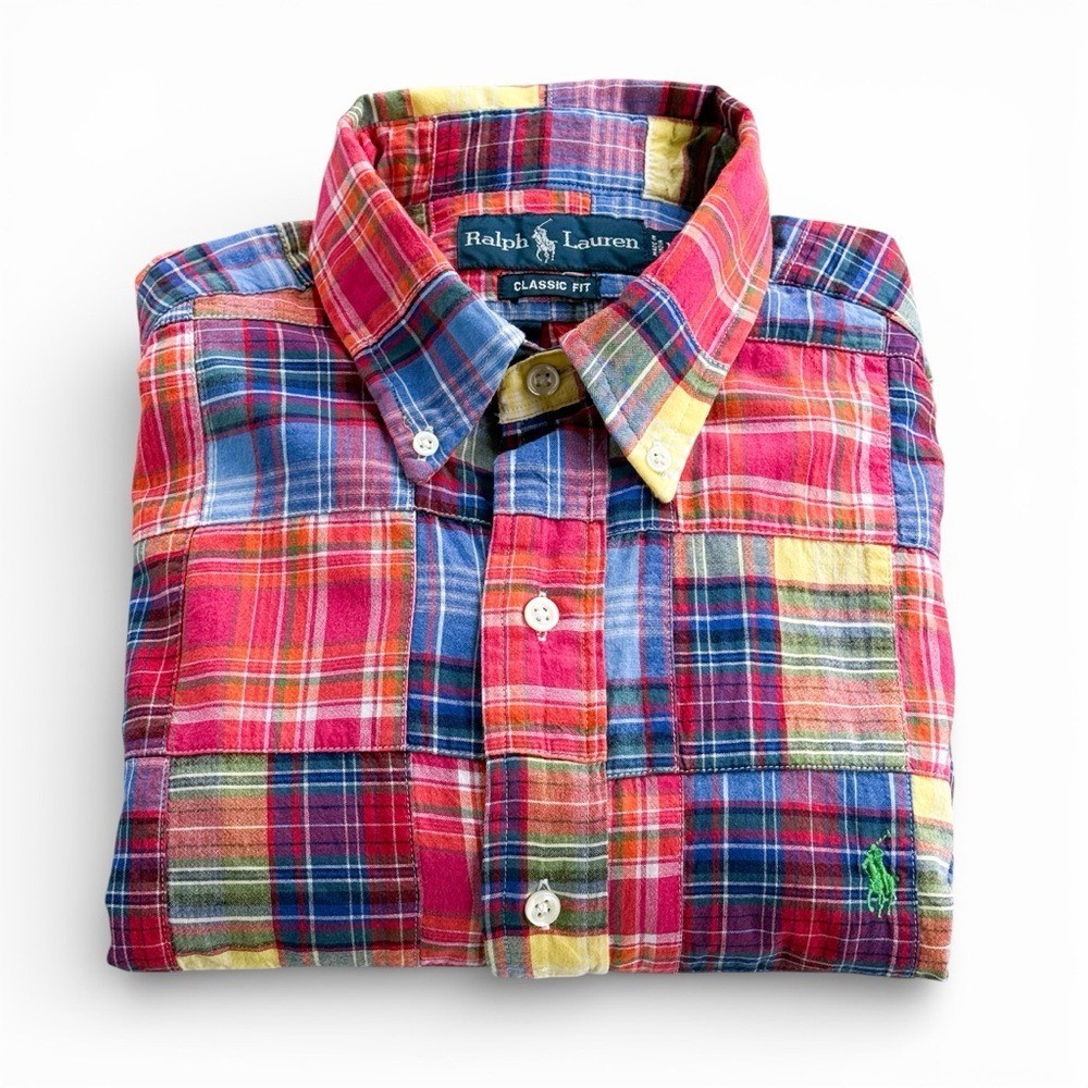 Ralph Lauren Madras Patchwork Button Down Shirt M… - image 2