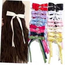 20 Hair Bow Clips with Ribbons, Bowknots, and Long Tails - 20 PCS All Colors