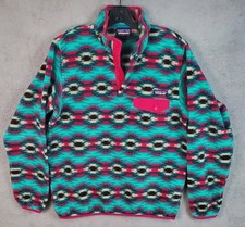 Patagonia Synchilla Snap-T Fleece Pullover Aztec Women's Large Green Pink