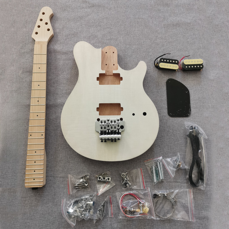 DIY Musicman Electric Guitar Kit Canadian Maple Neck Tremolo System CR part 22F