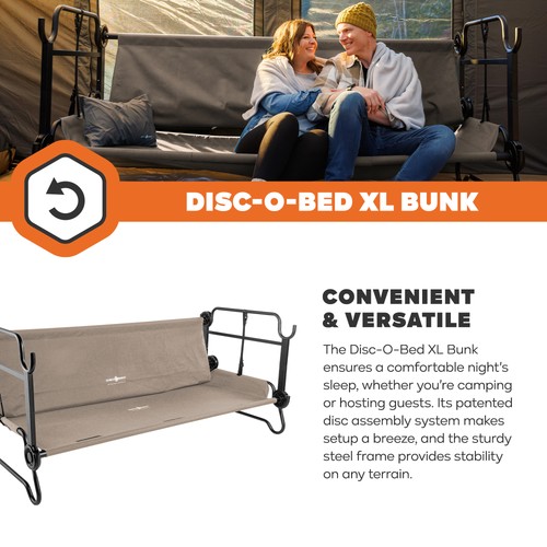 Disc-O-Bed Extra Large Outdoor Convertible 2 Person Portable Camping Cots, Tan - Picture 4 of 10