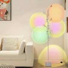 RGB Stehleuchte, LED Projektor mit 5 verstellbaren K&ouml;pfen, 3000K, Stimmungslicht