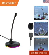 USB Microphone with RGB Lighting Perfect for Gaming Streaming