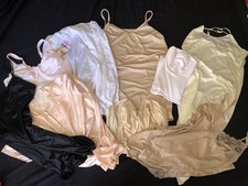 Vtg Bundle Lingerie Cream Chemise Slip Bodysuit S M L