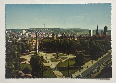Schlossplatz Palace Square Stuttgart Germany Postcard Aerial View Unposted