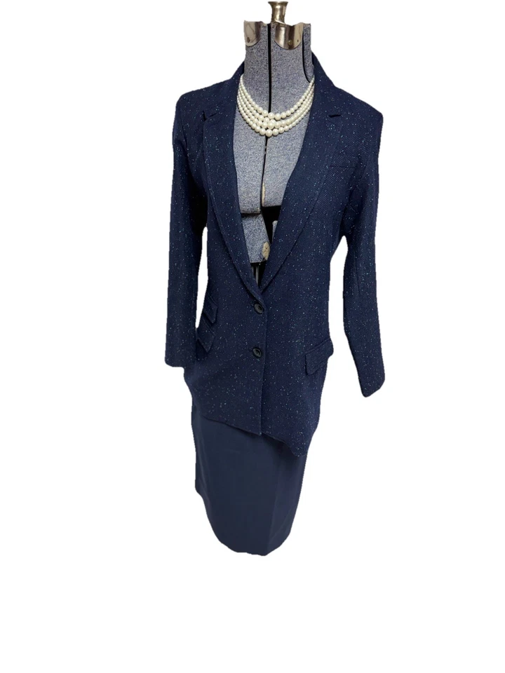 NUEVO Traje Falda Banana Republic Talla 10 Conjunto de Dos Piezas Falda Lana Italiana Bolsillos Foto 3 de 4