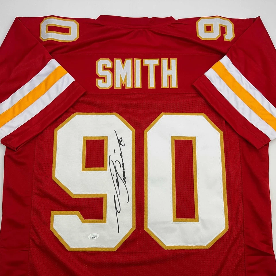 Camiseta de fútbol roja autografiada/firmada de Neil Smith Kansas City certificado de autenticidad de la JSA Foto 2 de 4