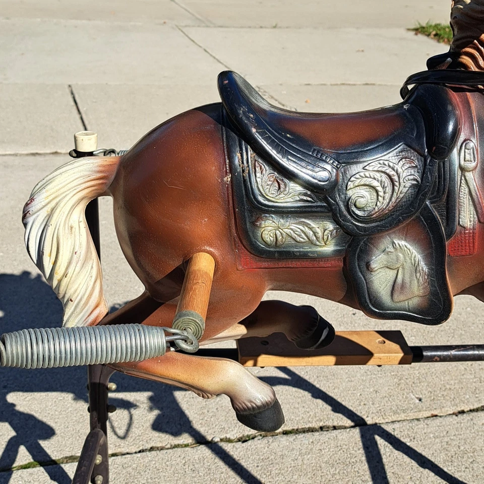 Vintage Children's Flexible Flyer Step Up Spring Rocking Horse Rocker w Stirrups - Image 4 of 4