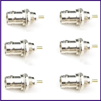 BNC Chassis Panel Mount Socket Female Jack Solder Type Connectors Adapter 6-Pack