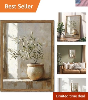 Framed Vintage Olive Tree Wall Art, 3D Textured Sandstone Botanical Pictures ...