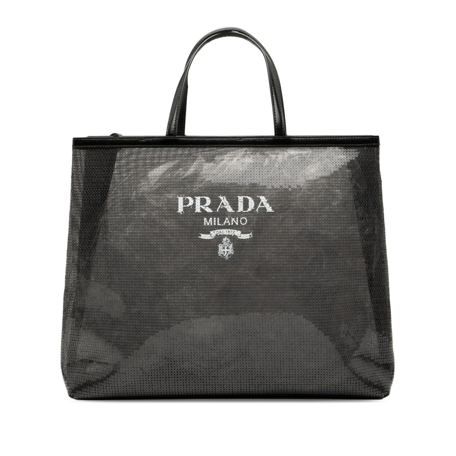Authenticated Prada Large Sequined Mesh Logo Tote… - image 1