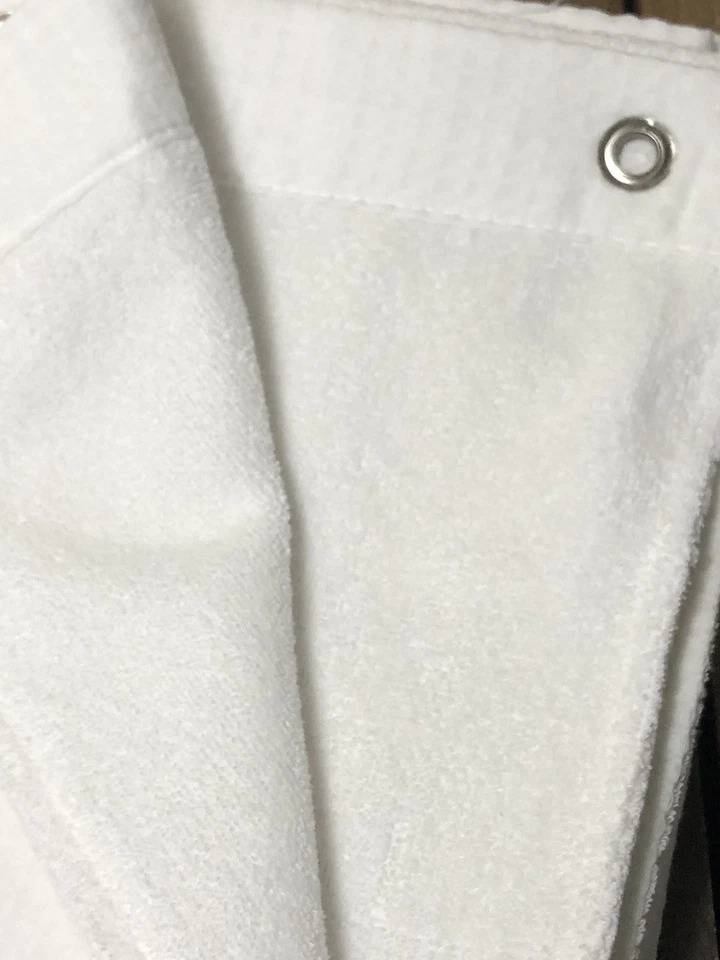 Hotel Collection Fabric Shower Curtain Cotton White Weave Squares Terry Back EUC - Image 2 of 4