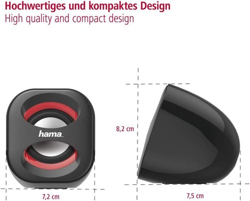 Hama Sonic Mobil 183 Notebook Speaker, black/red USB3.0 3.5 mm Jack, 3 Watt Ac - 第 7/7 張圖片