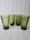 VINTAGE Set Of 4 Anchor Hocking 5.5” LIDO MILANO Green 12 Oz Flat Tumbler USA