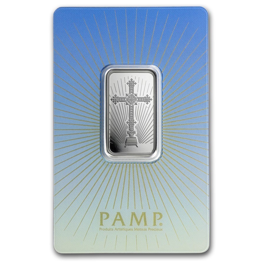 Pamp Suisse Religious Series Romanesque Cross 10 Gram Silver Bar