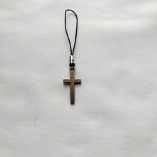 Bronze Tone Cross Cell Phone Charm Strap Dangle Mirror Hanging Pendant Decor Mod