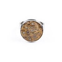 Cavill Damenring 7,0Ct Versteinertes Palmenholz Rund 925 Sterling Silber