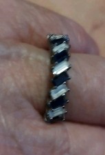 Pretty Sterling Silver  Blue Sapphire, CZ Ring / Band, Size 7, Mint  