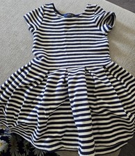 Ralph Lauren Polo Striped Dress Girls Size 6 Navy And White