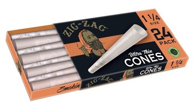 ZIG-ZAG Pre Rolled Cones 1 1/4 Size Ultra Thin 24-Count Packs - Pre Rolled Co...