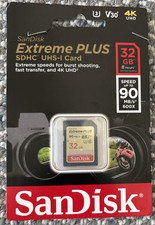 SanDisk Extreme Plus 32GB 90 MB/S UHS-1 Class 10 Memory Card Brand New