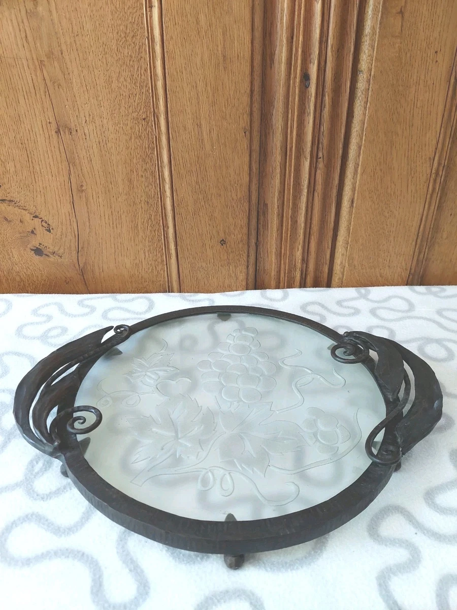 Ancien dessous de plat en fonte vert - Arts de la table