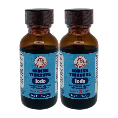 Dr Sana Iodine Tincture. First Aid Antiseptic. For Minor Wounds. 1 oz. Pack of 2