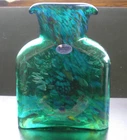 Blenko Glass Water Bottle 384 - Special Edition - Spring Green with Blue Frit