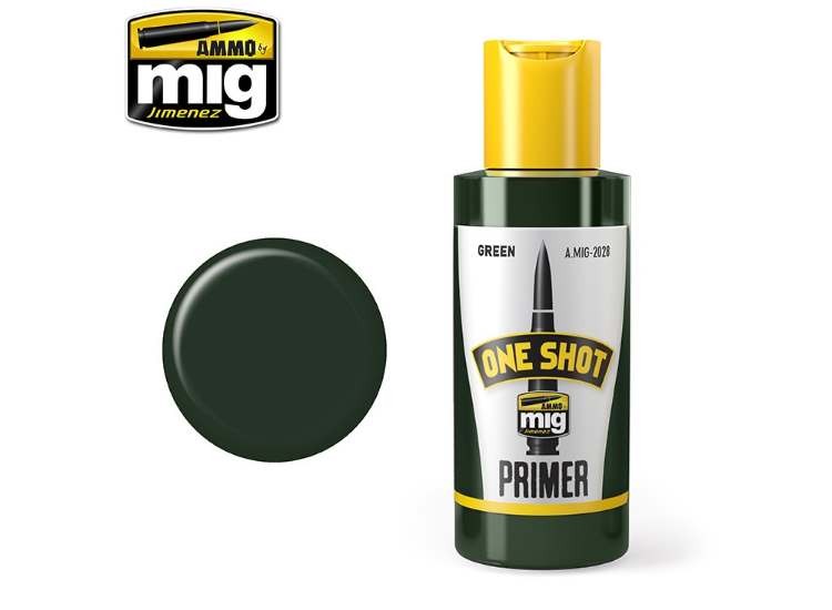 Ammo Mig A.Mig2028 60ml - One Shot Acrylic Primer - Green