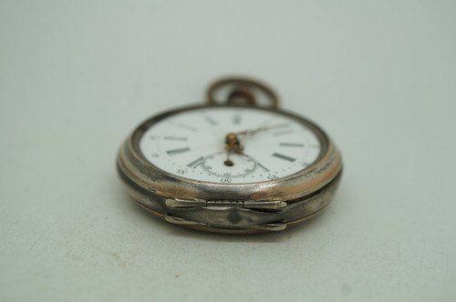 Antico orologio da tasca Glashutte tedesco svizzero argento 800 numeri romani - Foto 6 di 12