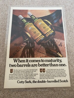 Vintage Cutty Sark Whisky Werbung laminiert Werbung Scotch Whisky