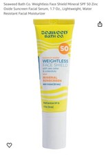 Sunscreen Mineral Seaweed Bath Co Weightless Face Shield SPF 50 1.7 fl oz