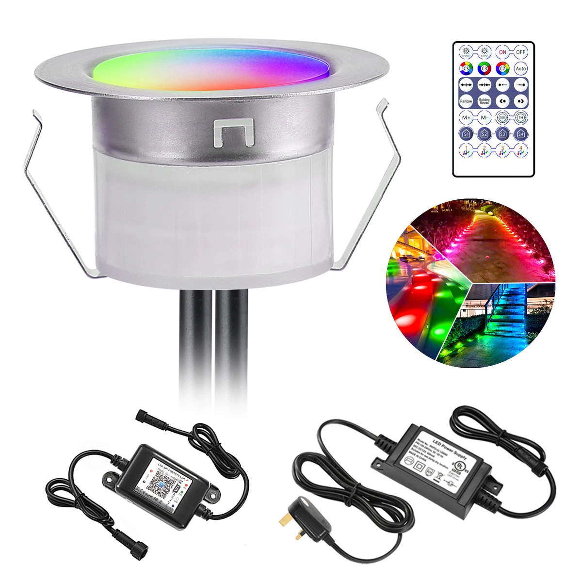 Smart WIFI RGB IC LED 31mm Round Garden Decking Deck Kitchen Plinth Lights Kit
