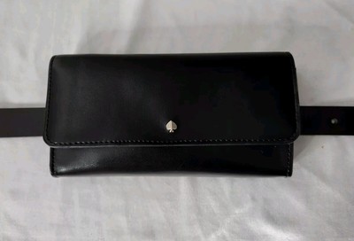 Kate Spade Belt Bag Leather Black Sna Top Fanny Pack logo Sz  display picture 1