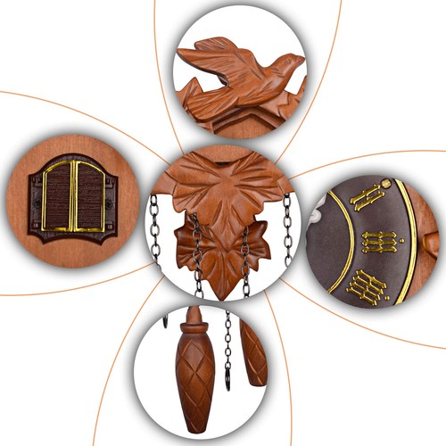 Kendal Handcrafted Linden Wood Cuckoo Clock with Night Silencer and Hand Carved - Picture 5 of 6