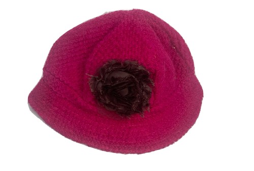 Fancy That Hat Toddler Girls Wool Blend Hat W/Flower Burgundy Brown Flower 2-4T - Picture 5 of 8