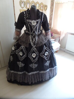Kostüm Barock/Rokoko Gr.38/40 schwarz/silber
