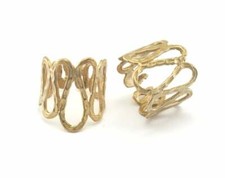 Stripes Adjustable Ring 22mm Raw Brass 18mm 8US inner size - Adjustable OZ561