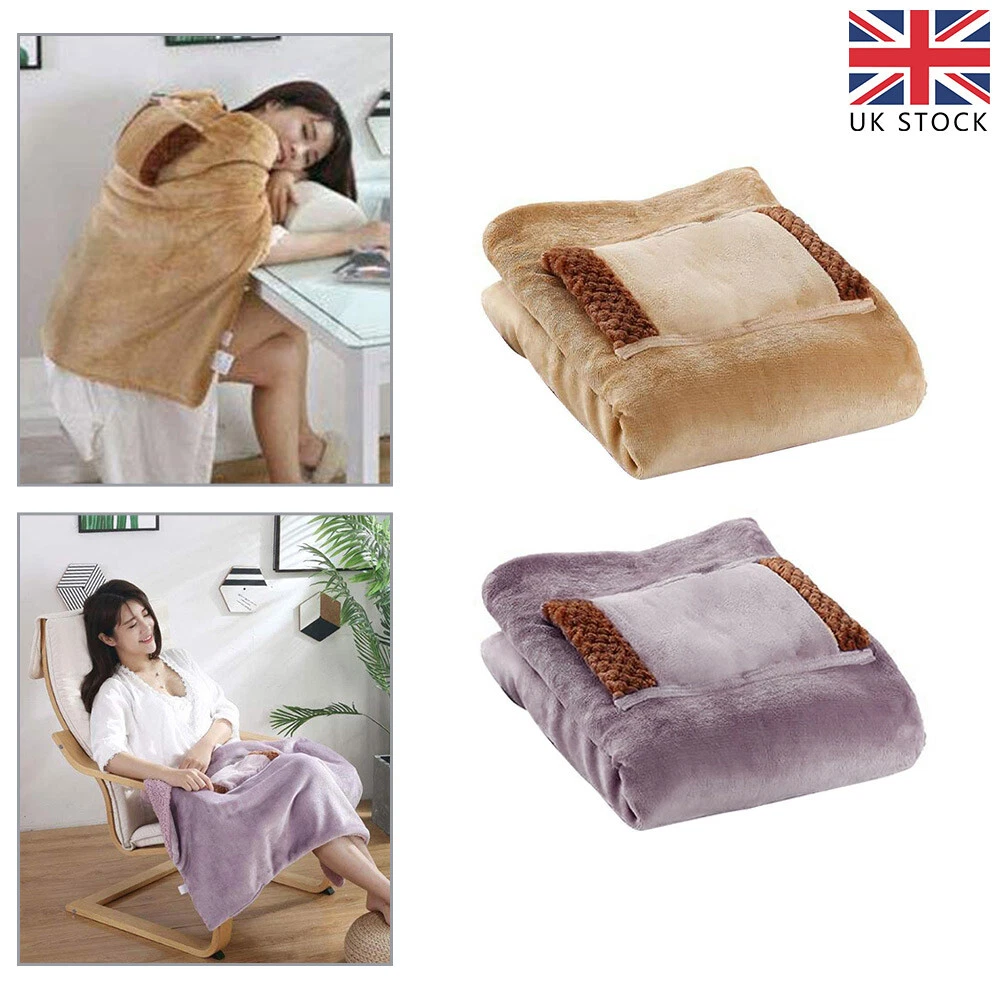 USB Electric Heated Blanket Shawl Warmer Lap Neck Shoulder Soft Pad Winter  UK | eBay