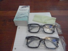 2 PK Unisex Retro Reading Glasses Plastic Frame Blue Light Blocking Readers