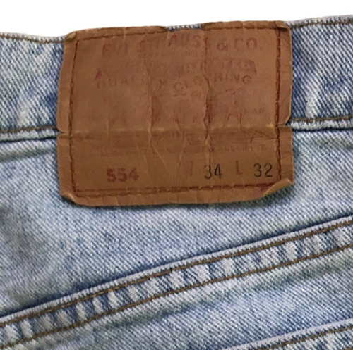 Levis 554 Relaxed Jeans Mens 34x32 VTG 80s Baggy Wide Leg Light Wash USA Made - Picture 6 of 13