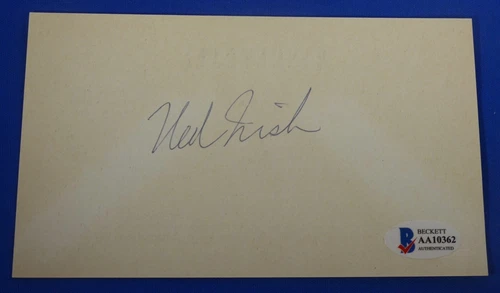 NED IRISH Beckett authenticated signed auto 3+ x6 HOF Index Knicks Pres. 1946-74