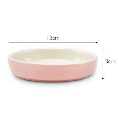 SCRUFFS Cat Pet Saucer Shallow Water Reptile Food Dish Small Animal Bowls Stoneware Pink