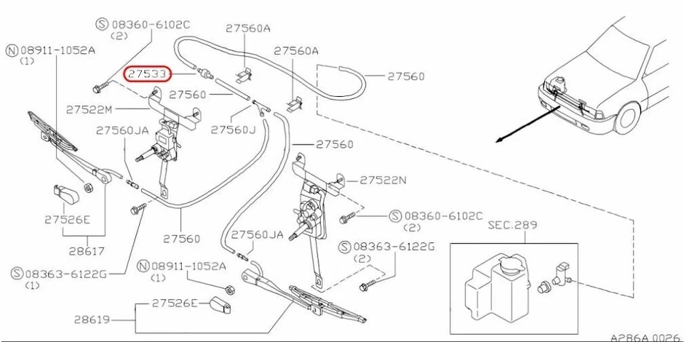 Válvula de manguera de lavadora genuina Nissan OEM para Murano 2003-2007 28938-05J00  Foto 4 de 4