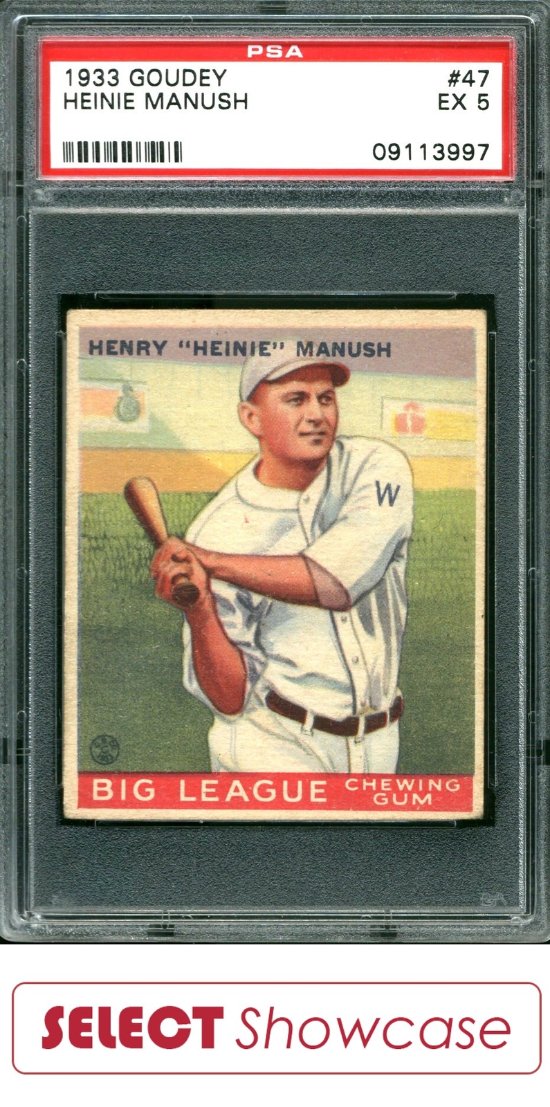 1933 GOUDEY #47 HENRY HEINIE MANUSH RC SENATORS HOF PSA 5 SET BREAK