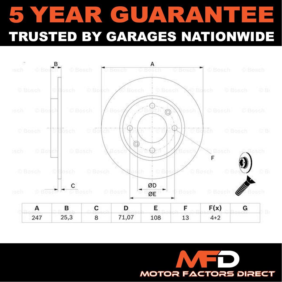 Fits Peugeot 206 106 306 207 Citroen Saxo Xsara ZX MFD Rear Brake