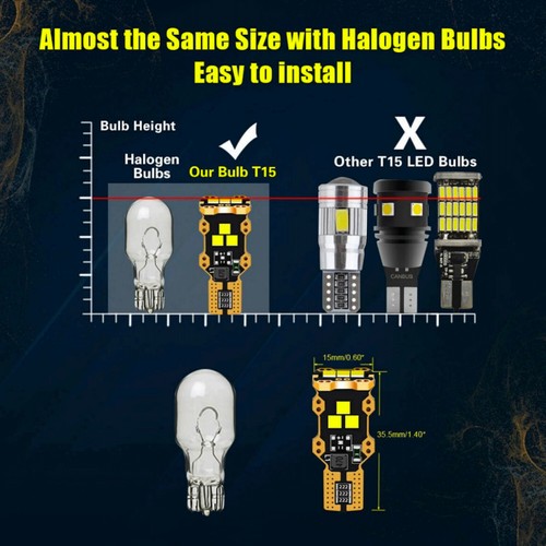 2 LED BACKUP REVERSE Light Bulb 921 912 T15 W16W 906 916 Super White 6000K Xenon - Picture 2 of 10
