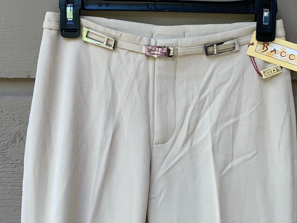 Bacci Design Italy Women's  Pants Size 4 Mid Waist Beige  - Image 3 of 4