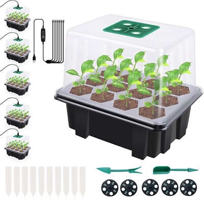 5x Zimmergewächshaus Anzuchtkasten 8LEDs Mini Gewächshaus Anzucht Set Setzling