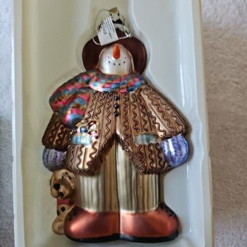 Kurt Adler J2888 Pupazzo di Neve Artigianale Decorazione Natalizia Vetro 7,5 Pollici - Foto 3 di 8
